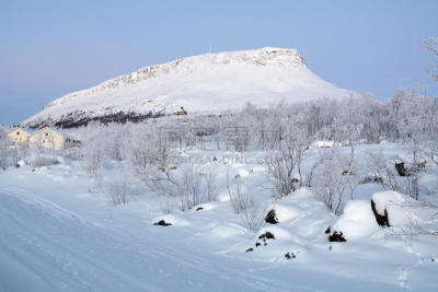 拉普兰,撒啊那山,冬天,芬兰,自然,天空,水平画幅,地形,山,雪