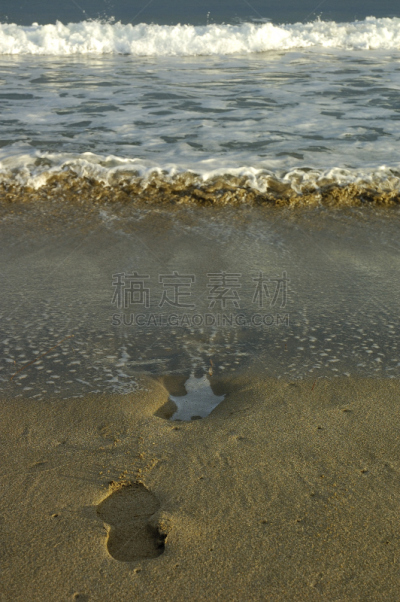 海滩,印布里阿斯,赫罗纳省,自然,垂直画幅,水,天空,脚印,褐色,沙子