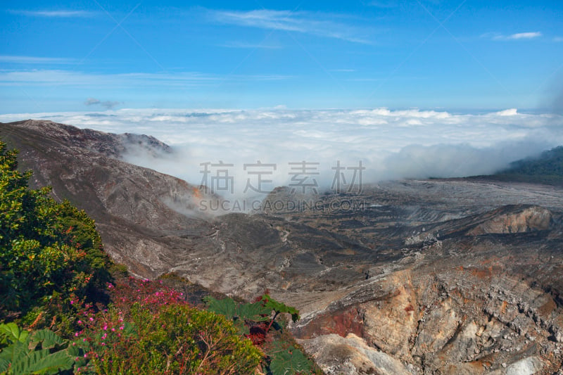 火山,几乎,桨叉架船,疤,波河,波阿斯火山,中美洲,水平画幅,地形,地质学