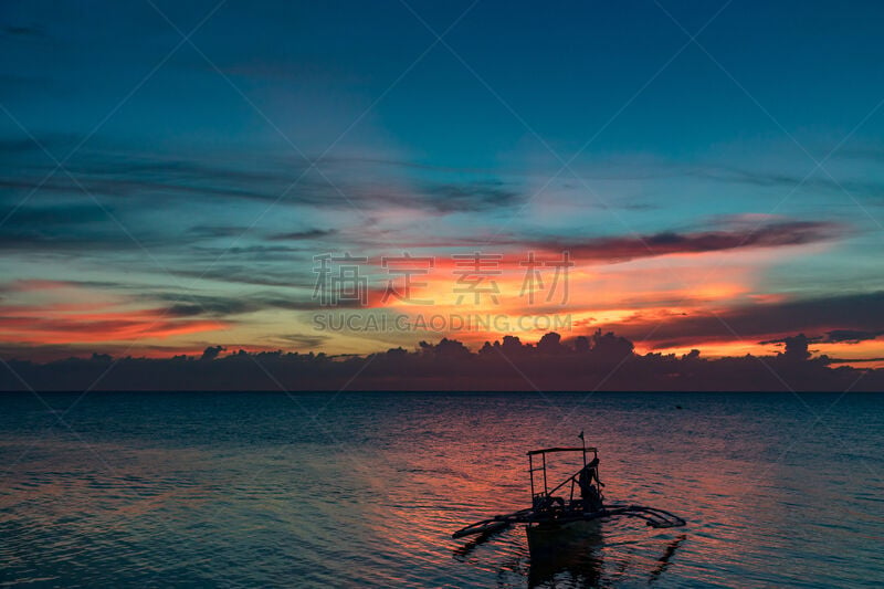 菲律宾,干米银岛,水,天空,水平画幅,旅行者,夏天,户外,风景,海景