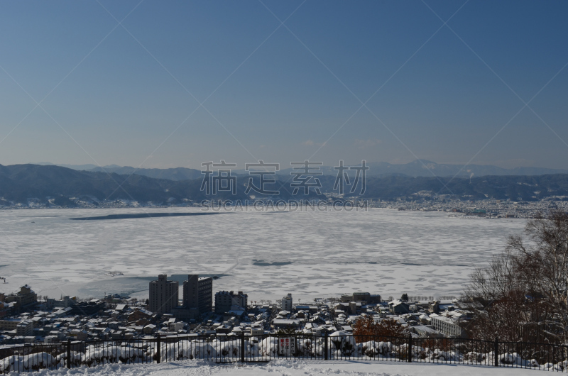 苏瓦湖,白色,水平画幅,冬天,雪,长野县,无人,户外,诹访,摄影