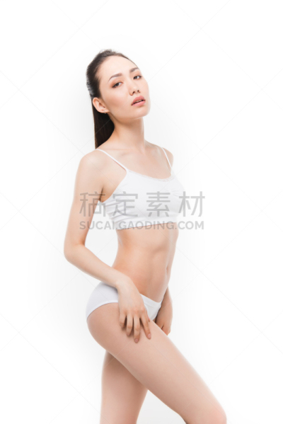 注视镜头,亚洲,高雅,内衣,白色,分离着色,女孩,塑身内衣,女士内衣,虚弱