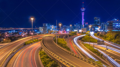 夜晚,城市,新西兰,交通,奥克兰,天空,未来,曙暮光,都市风景,多车道公路