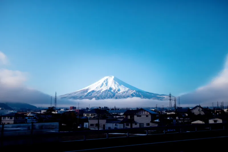 雪 富士山 天空 图像 蓝色 有包装的 背景 壁纸 留白 云图片素材下载 稿定素材