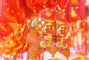 春节,运气,项坠,传统,华丽的,贺卡,灯笼,中国灯笼,边框,新年前夕