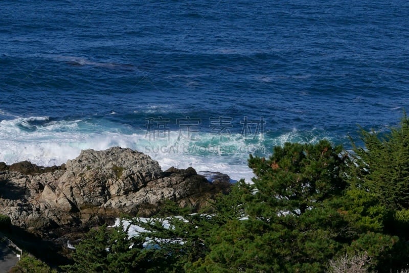 海洋,陆地,旅途,松树,河流,瀑布,岩面,潮汐,自然,太平洋