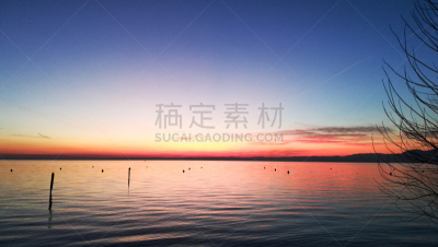 地形,加尔达湖,意大利,日落