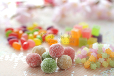 色彩鲜艳,日本,传统,糖果店,果冻,日本点心,珊瑚色,橙色,皱霰,传统节日