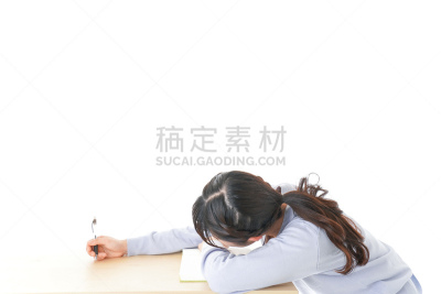 书桌,知识,青年人,学生,可爱的,专门技术,小学,一个人,头痛,女人