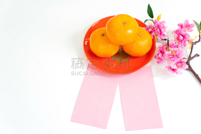 春节,橙子,桔子,平铺,背景,红色,白色背景,商务,铸锭,泰国
