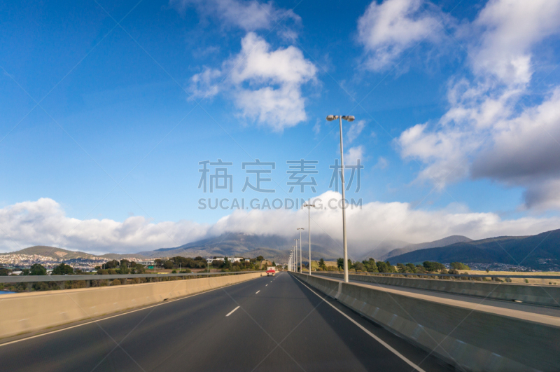 直的,远距离,路,山,泳道,两个物体,旅途,线条,沥青,云景