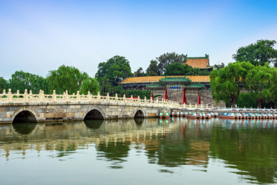 北京,桥,16岁到17岁,洞,黄昏,公园,水面,颐和园,著名景点,东亚