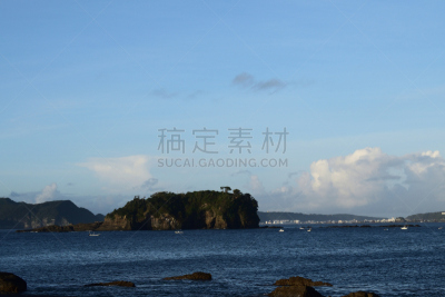 夏天,哈希库伊瓦,太阳,早晨,岩石,云,橙色,天空,建筑,晴朗
