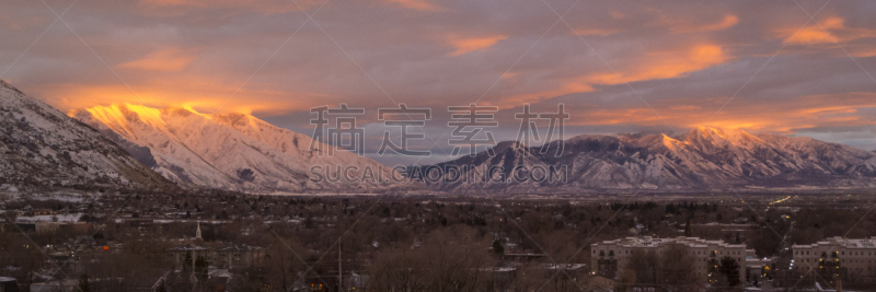 山脉,黑云压城,冬天,犹他,反射,日落,关闭