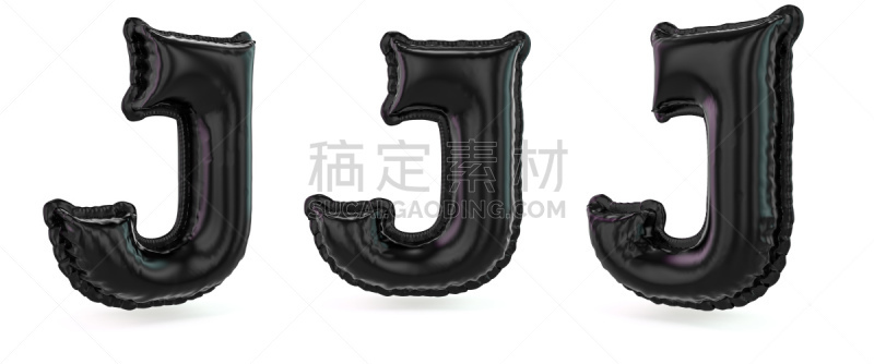 大写字母,三维图形,英文字母j,气球,充气品,黑色,背景,英语,单词,背景分离