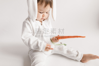 女婴,清新,小兔子,胡萝卜,白色
