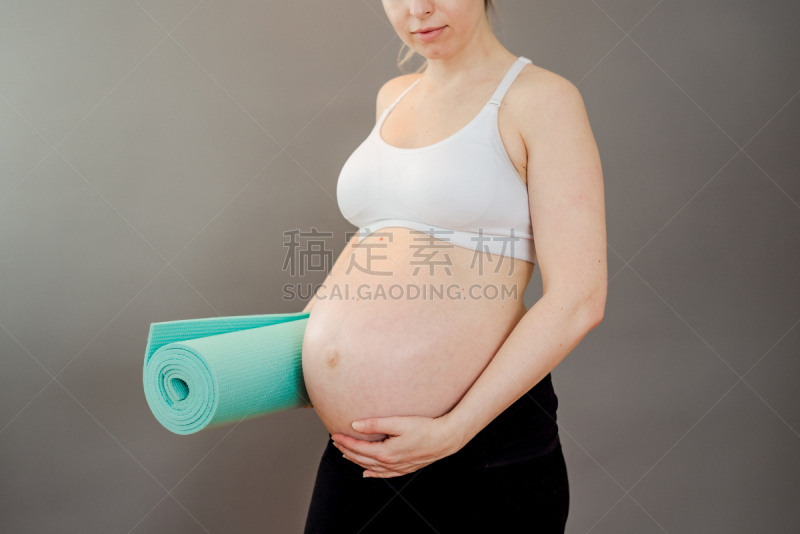 健身垫,拿着,女人,怀孕