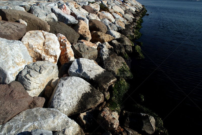 石头,破浪堤,土耳其,防洪堤,海港,边界,肮脏的,海岸线,波浪