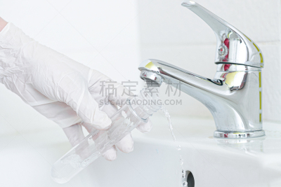 自来水,寒冷,烧瓶,科学实验,科学家,肮脏的,拿着,水管,背景