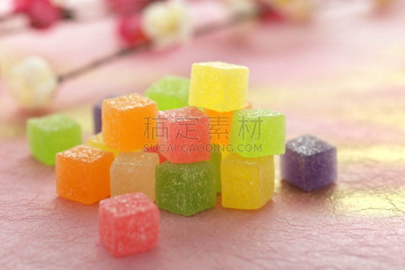 色彩鲜艳,日本,传统,糖果店,果冻,日本点心,珊瑚色,橙色,皱霰,传统节日