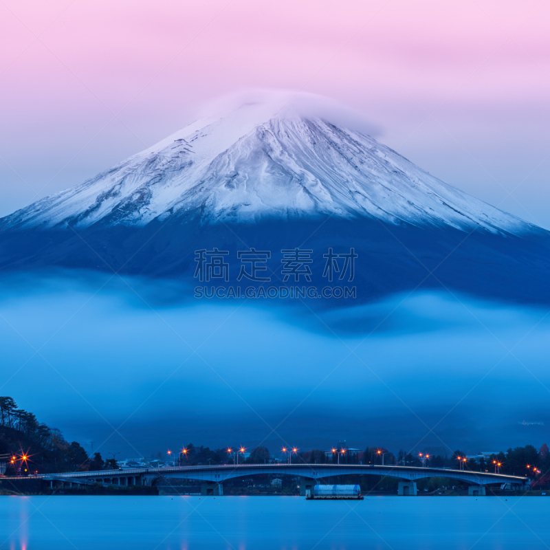 河口湖,山梨县,富士山,黄昏,富士河口湖,自然,里山,旅游目的地,夜晚,无人