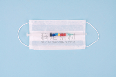 注射器,药,面具,日冕形病毒,蓝色背景,拉沙病毒,分离着色,生物学,微生物学,球体
