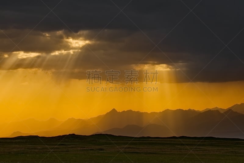 雨,太阳,日落