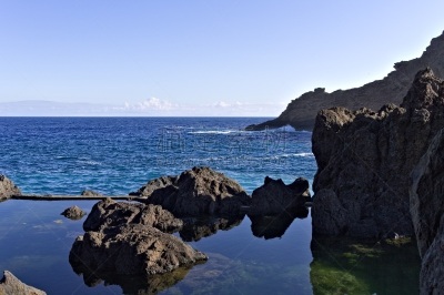 火山岩,大西洋,海岸线,波尔图莫尼斯,欧洲,自然,葡萄牙,乡村,马德拉,池塘
