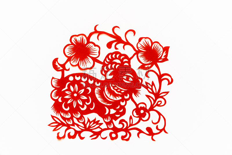 动物,传统,春节,纸,羊年,绵羊,切断
