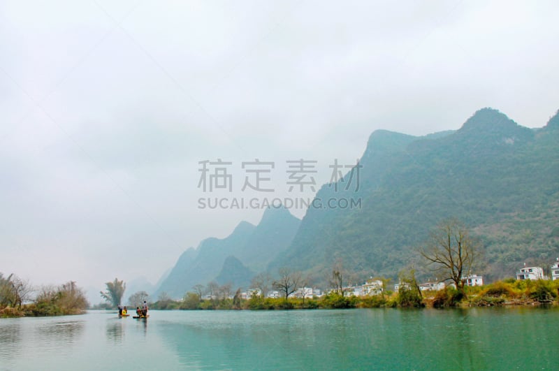 阳朔,桂林,漓江,水,天空,美,水平画幅,山,无人,运河