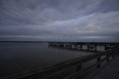 码头,州立公园,琼斯海滩,长岛,两只动物,钟面,蓝色,纽约,钓鱼