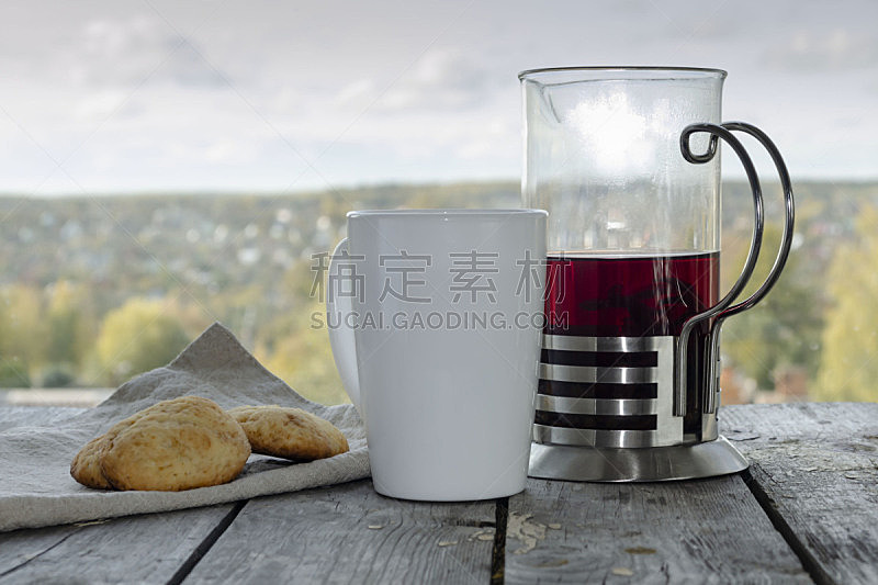 杯,木制,茶壶,红茶,饼干,背景,热,一个物体,茶杯,复古风格