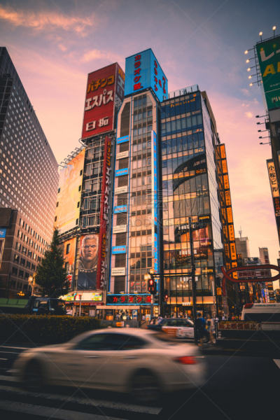 东京,街道,汽车,交通,黄昏,现代,商业金融和工业,行人,户外
