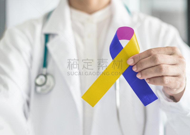 万寿菊,机敏,紫色,蝴蝶结,手,病人,肿瘤,缎带,蓝色