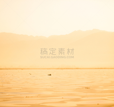 缅甸,海洋,茵丽湖,在上面,日落