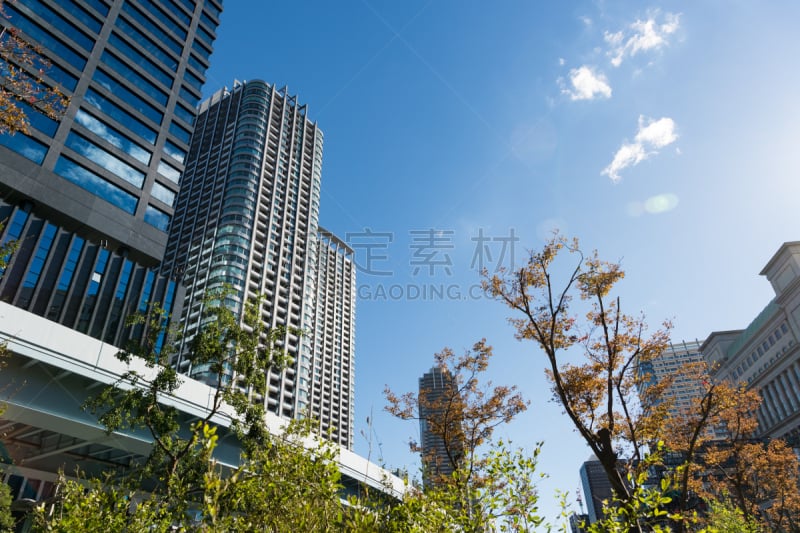 都市风景,东京,汐留区,摄像机拍摄角度