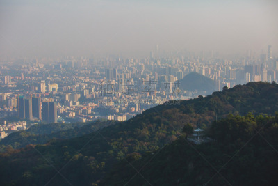 都市风景,山,广东省,广州,雾,白色,白昼,晴朗,珠江新城