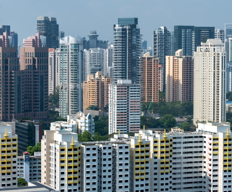 拥挤的,居住区,都市风景,新加坡市