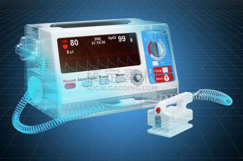 三维图形,电击去纤颤器,模型,人造的,健康保健,脉搏图,计算机,药