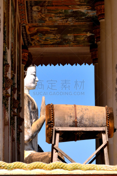 View of the giant Buddha in the Wat Ek Phnom complex, Battambang