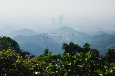 都市风景,山,广东省,广州,雾,珠江新城,夏天,晴朗,白昼