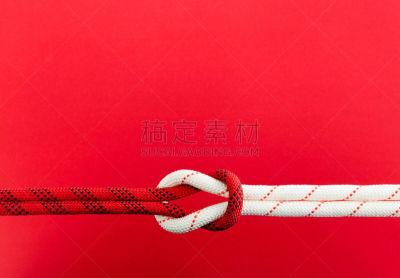 红色背景,缩帆结,安全,有序,绳子,两个物体,运动,对称,背景分离,韧性