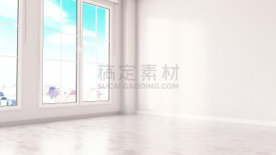 空的,住宅房间,窗户,室内,明亮,白色,空白的,巨大的,干净,华贵