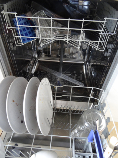 洗碗机,餐具,肮脏的,一半的,银餐具,室内,图像,叠,装货,洗涤