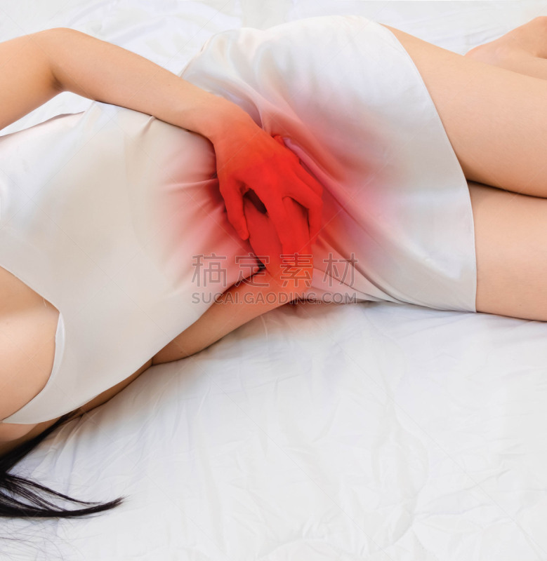 痛苦,女人,炎症,肠道,胃疼,锐角,概念,睡衣,摄影