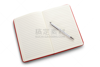 铅笔,空白的,白色背景,笔记本,开着的,红色,背景分离,传媒,沟通