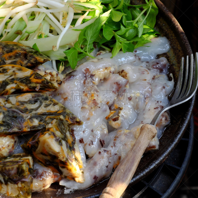 食品,越南,薄烤饼,蒸菜,自制的,盘子,塞满了的,早餐,素食,米