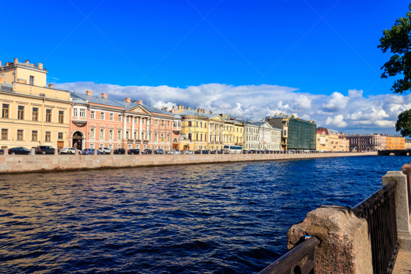 河流,都市风景,圣彼得堡,俄罗斯,旅途,云景,海峡,林荫路,著名景点,人行道