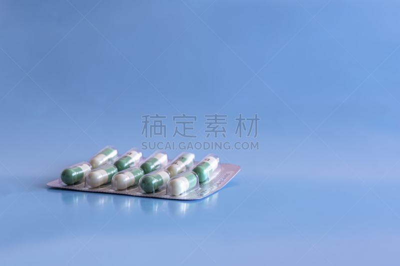 留白,水泡,蓝色,药,一个物体,药丸,闪亮的,大萧条,背景,避孕品