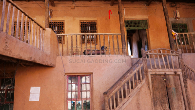 Ancient traditional residential old house interior in Tuyoq village valley inTurpan Xinjiang Province China.